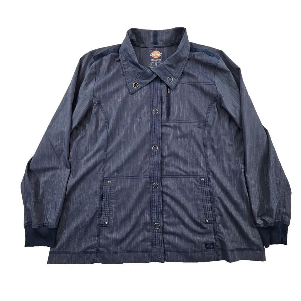 Dickies Advance Performance Jacket Women's 2XL Navy Metal Snap EUC Pockets LS